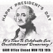 GAOR Office Is Closed For President's Day