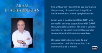 Longstanding GAOR member Aram Djagharbekian has passed away.