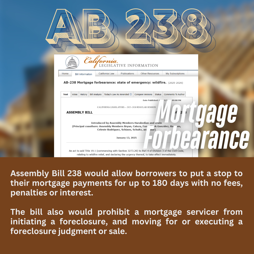 CA AB 238 Mortgage Forbearance