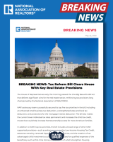 NAR Breaking News - Tax Reform Bill Clears House With Key Real Estate Provisions