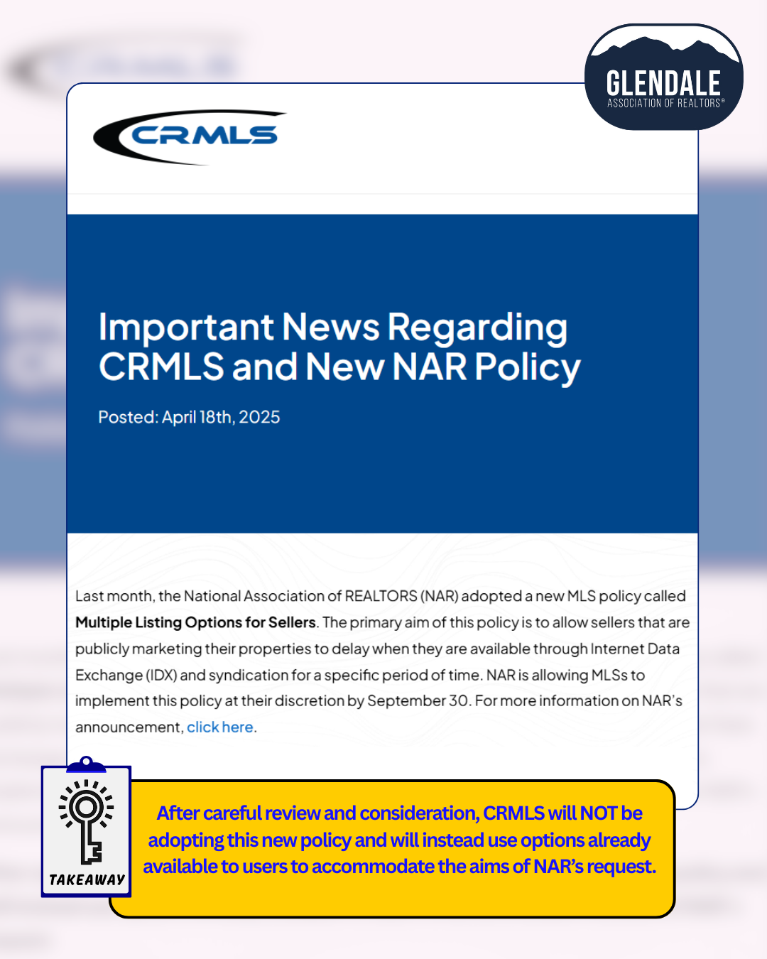 New NAR Policy CRMLS Policy