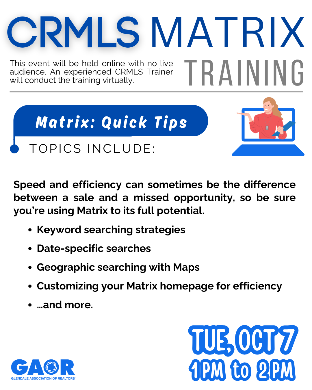 CRMLS-Training - Matrix Quick Tips