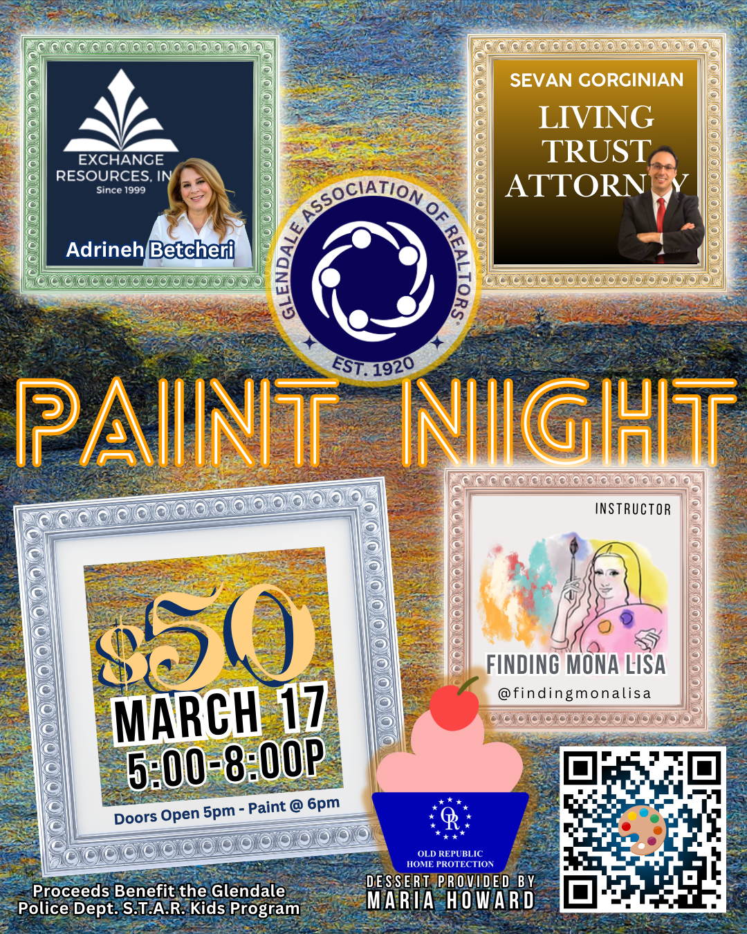 Paint Night - MAR 17 Adrineh Sevan Maria QR