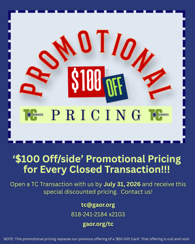 $100 Discount for GAOR TC Services – Until JUL 31