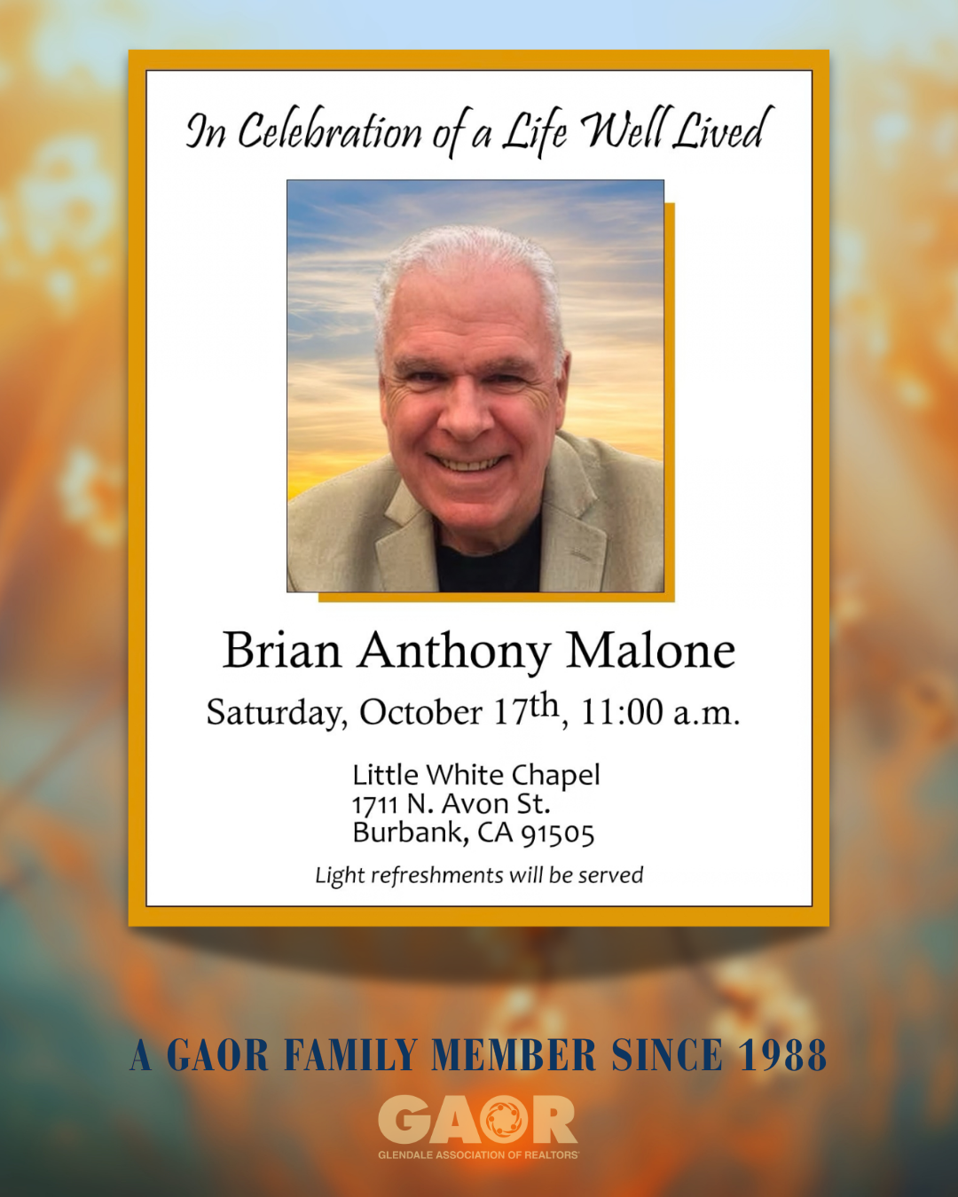 Brian Malone - Celebration of Life