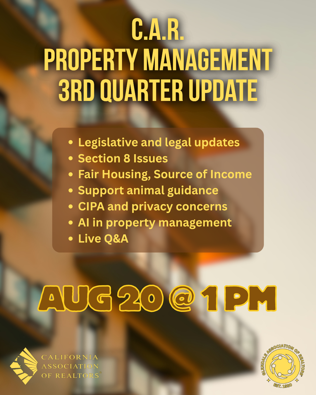 C.A.R. Property Management 3rd Quarter Update